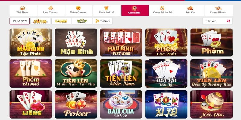 Những nhà cung cấp game tiến lên tại nhà cái Net88